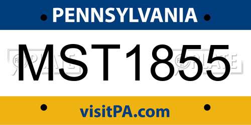 MST1855 Pennsylvania License Plate