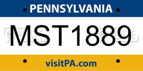 MST1889 Pennsylvania License Plate