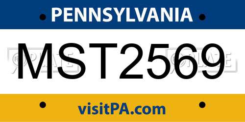 MST2569 Pennsylvania License Plate