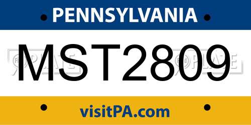 MST2809 Pennsylvania License Plate