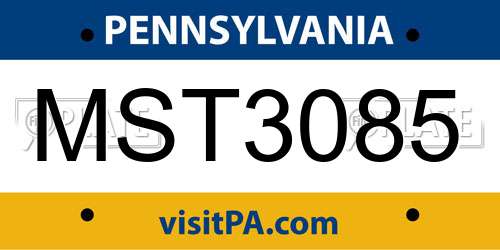 MST3085 Pennsylvania License Plate