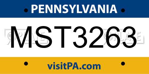 MST3263 Pennsylvania License Plate