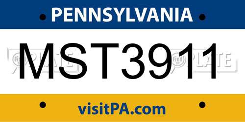 MST3911 Pennsylvania License Plate