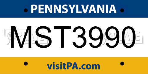 MST3990 Pennsylvania License Plate