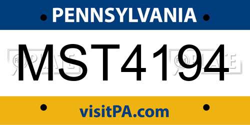 MST4194 Pennsylvania License Plate