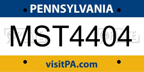 MST4404 Pennsylvania License Plate