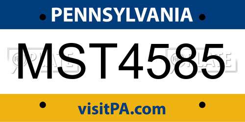 MST4585 Pennsylvania License Plate