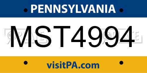 MST4994 Pennsylvania License Plate