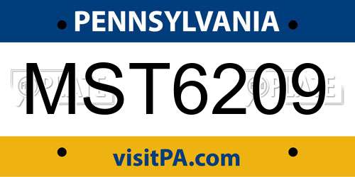 MST6209 Pennsylvania License Plate