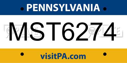 MST6274 Pennsylvania License Plate