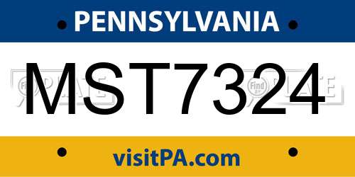 MST7324 Pennsylvania License Plate