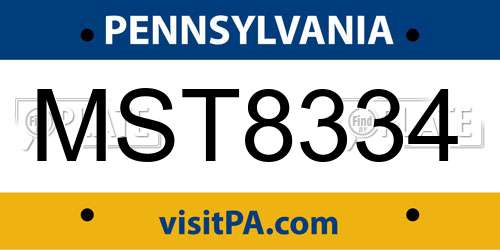 MST8334 Pennsylvania License Plate