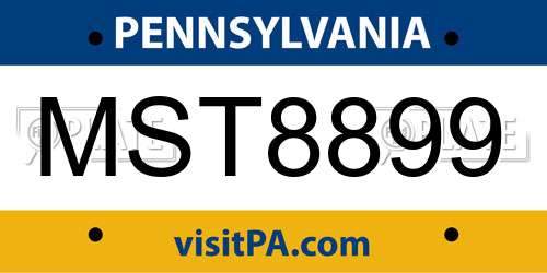 MST8899 Pennsylvania License Plate