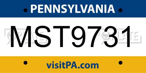 MST9731 Pennsylvania License Plate