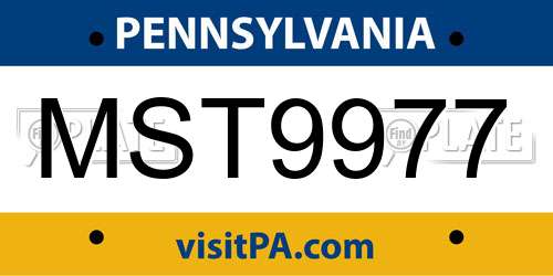 MST9977 Pennsylvania License Plate