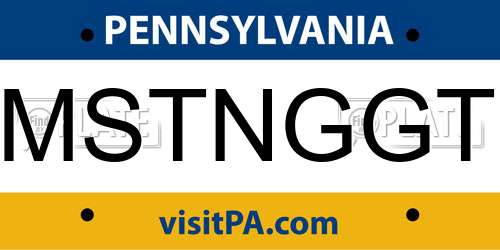 MSTNGGT Pennsylvania License Plate