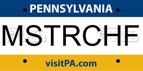 MSTRCHF Pennsylvania License Plate
