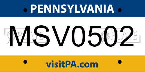 MSV0502 Pennsylvania License Plate