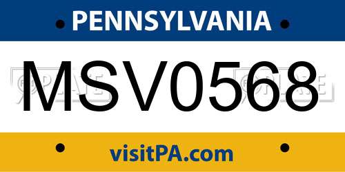 MSV0568 Pennsylvania License Plate