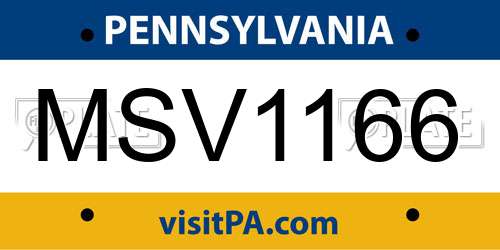 MSV1166 Pennsylvania License Plate