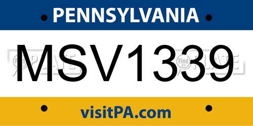 MSV1339 Pennsylvania License Plate
