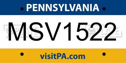 MSV1522 Pennsylvania License Plate