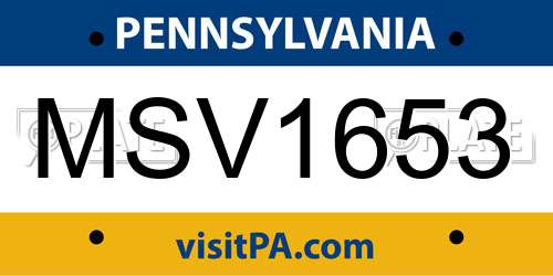 MSV1653 Pennsylvania License Plate