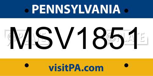 MSV1851 Pennsylvania License Plate