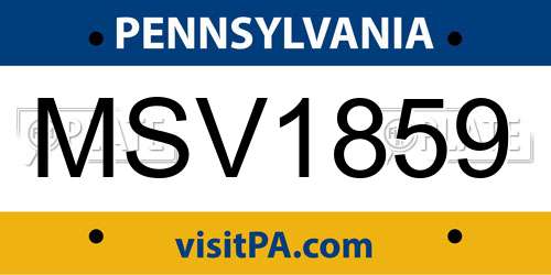 MSV1859 Pennsylvania License Plate