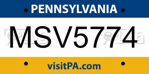 MSV5774 Pennsylvania License Plate