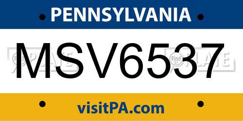 MSV6537 Pennsylvania License Plate
