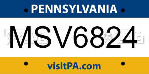MSV6824 Pennsylvania License Plate