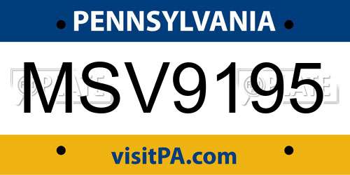 MSV9195 Pennsylvania License Plate
