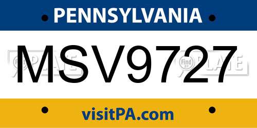 MSV9727 Pennsylvania License Plate