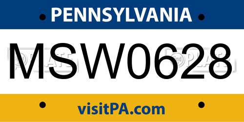 MSW0628 Pennsylvania License Plate