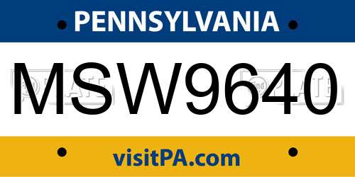 MSW9640 Pennsylvania License Plate