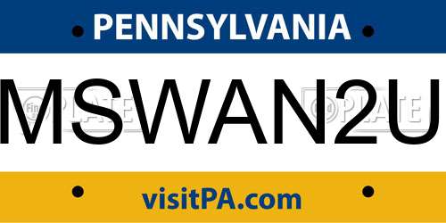 MSWAN2U Pennsylvania License Plate