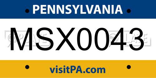 MSX0043 Pennsylvania License Plate