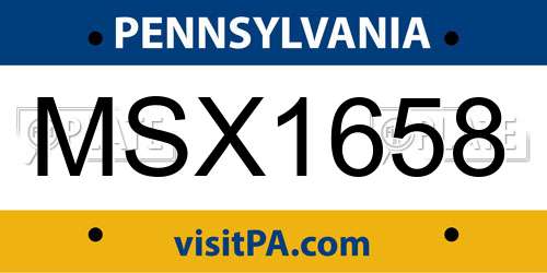 MSX1658 Pennsylvania License Plate