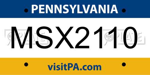 MSX2110 Pennsylvania License Plate