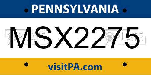 MSX2275 Pennsylvania License Plate