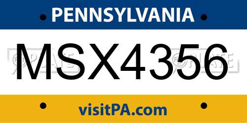 MSX4356 Pennsylvania License Plate