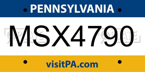 MSX4790 Pennsylvania License Plate