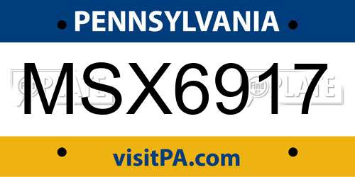 MSX6917 Pennsylvania License Plate