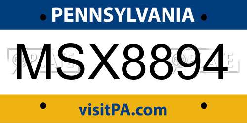 MSX8894 Pennsylvania License Plate