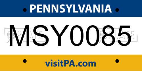 MSY0085 Pennsylvania License Plate