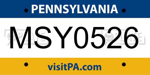 MSY0526 Pennsylvania License Plate