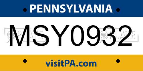 MSY0932 Pennsylvania License Plate
