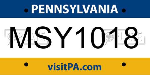 MSY1018 Pennsylvania License Plate