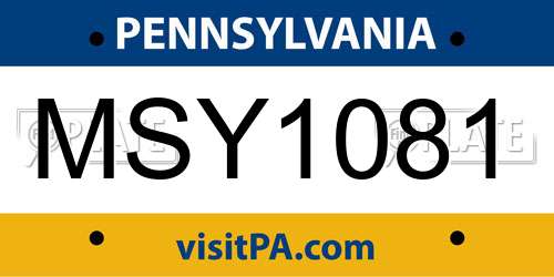 MSY1081 Pennsylvania License Plate